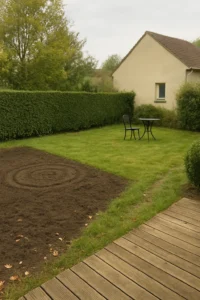 Zone de terre nue préparée pour dessouchage à Saint-Germain-en-Laye